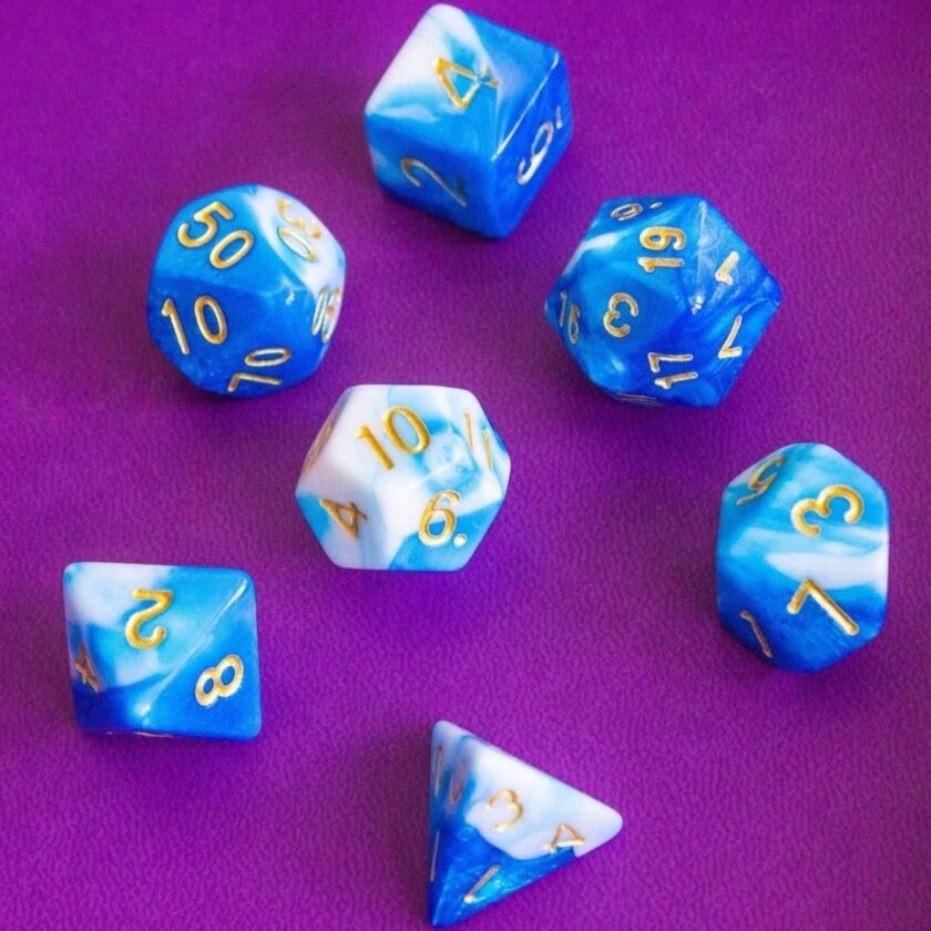 Two Tone Blue and White Dice Set - Image 7