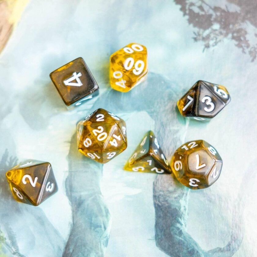 Yellow Tiger Eye Dice Set - Image 3